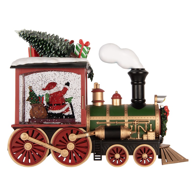 Clayre & Eef Christmas Decoration with LED Lighting and Music Train 31x10x24 cm / 3xAA Red Plastic