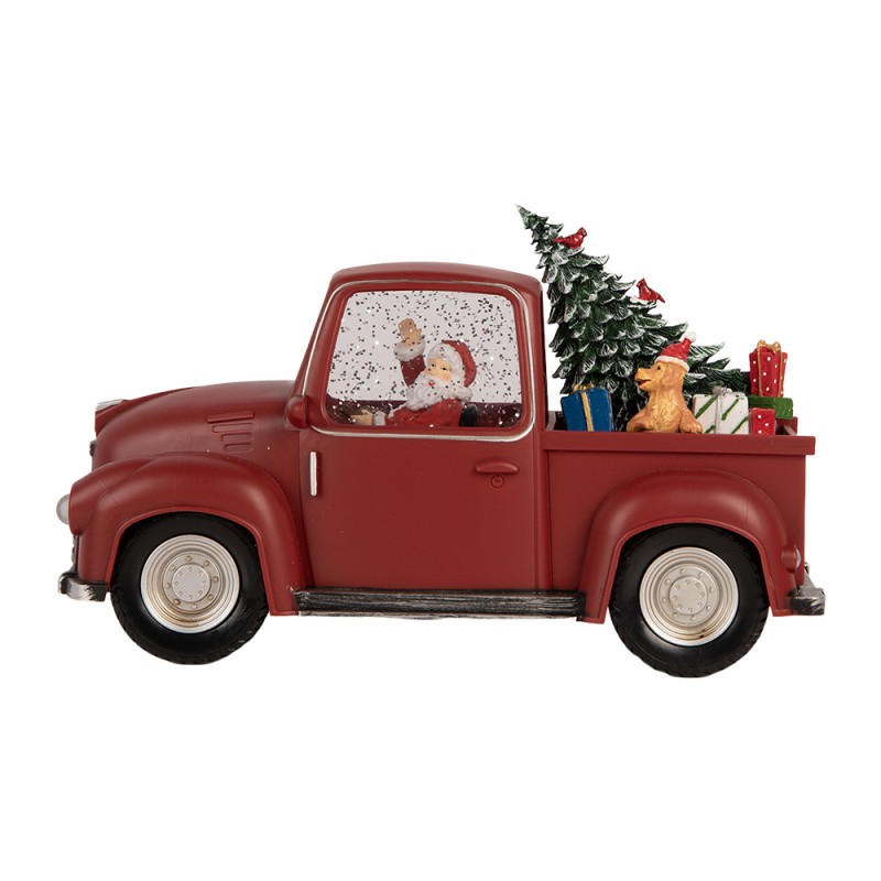 Clayre & Eef Decorazione natalizia con illuminazione a LED e musica Auto 28x12x15 cm / 3xAA Rosso Plastica