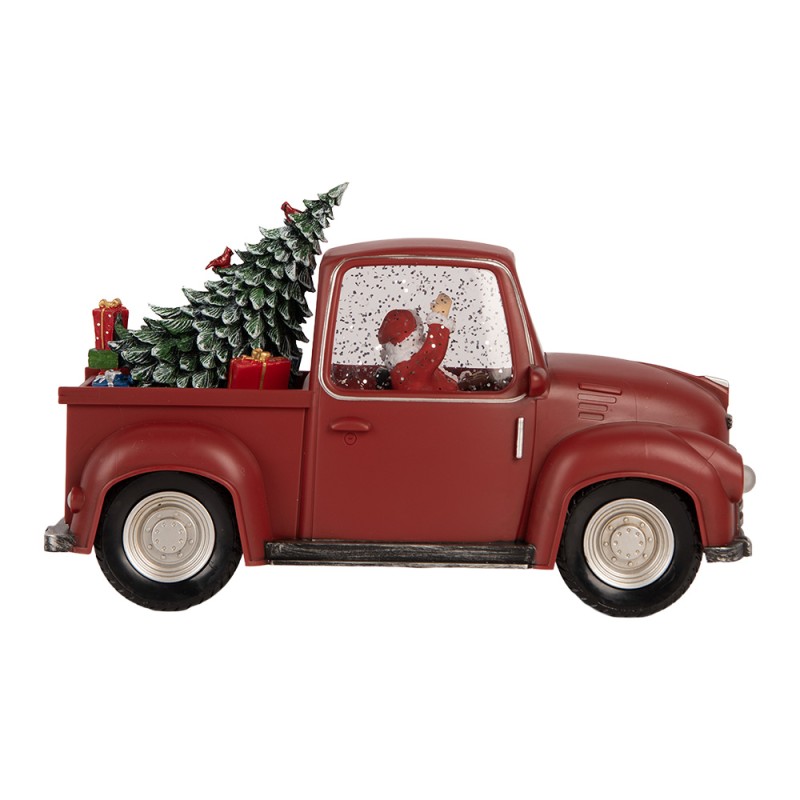 Clayre & Eef Decorazione natalizia con illuminazione a LED e musica Auto 28x12x15 cm / 3xAA Rosso Plastica