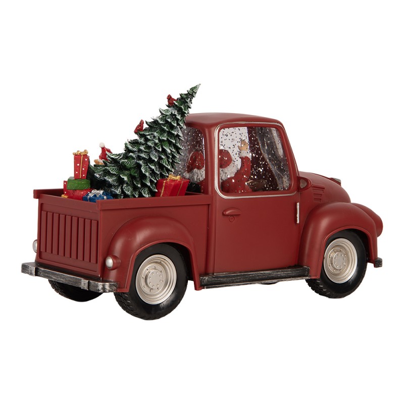 Clayre & Eef Decorazione natalizia con illuminazione a LED e musica Auto 28x12x15 cm / 3xAA Rosso Plastica