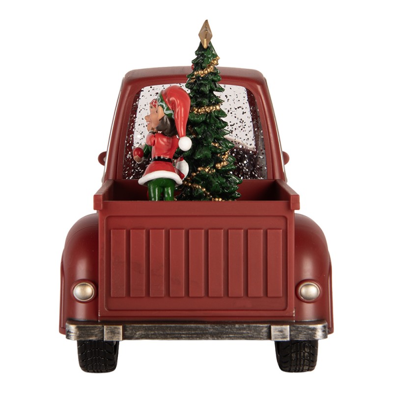 Clayre & Eef Christmas Decoration with LED Lighting and Music Car 28x12x15 cm / 3xAA Red Plastic