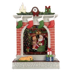 Clayre & Eef Christmas Decoration with LED Lighting and Music 18x10x25 cm / 3xAA Red Plastic