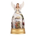 Clayre & Eef Christmas Decoration with LED Lighting and Music Angel 15x9x32 cm / 3xAA White Plastic