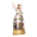 Clayre & Eef Christmas Decoration with LED Lighting and Music Angel 15x9x32 cm / 3xAA White Plastic