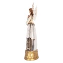 Clayre & Eef Christmas Decoration with LED Lighting and Music Angel 15x9x32 cm / 3xAA White Plastic