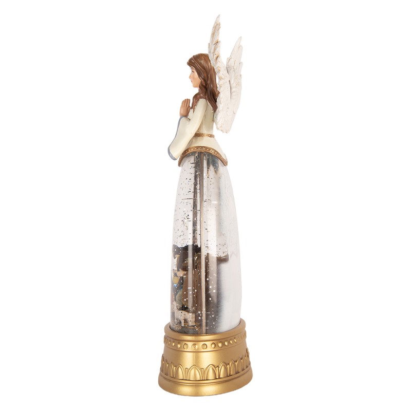 Clayre & Eef Christmas Decoration with LED Lighting and Music Angel 15x9x32 cm / 3xAA White Plastic