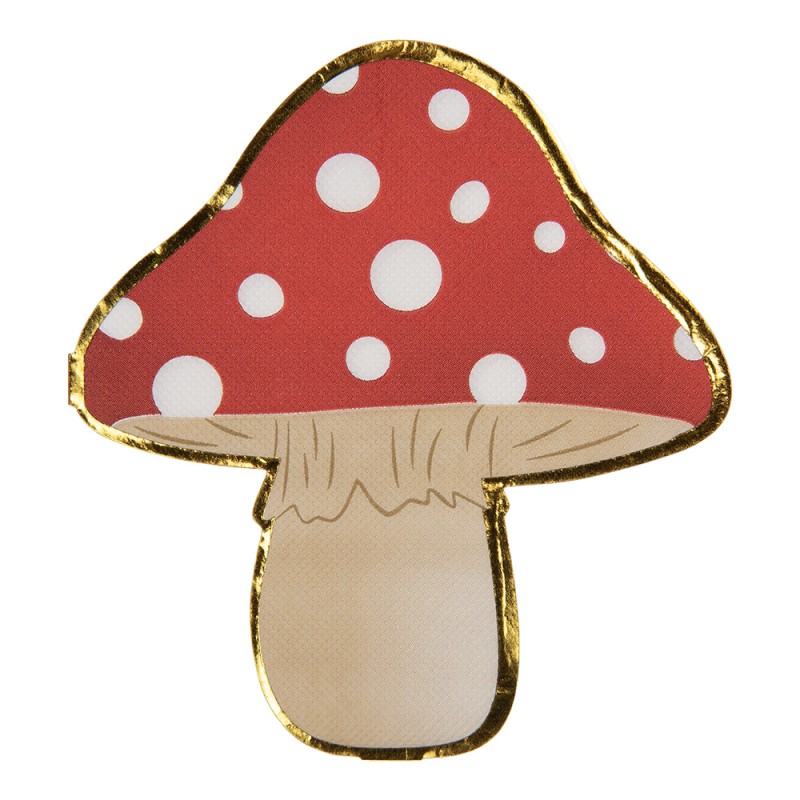 Clayre & Eef Servetten Papier Set van 20 Paddenstoel Rood Papier