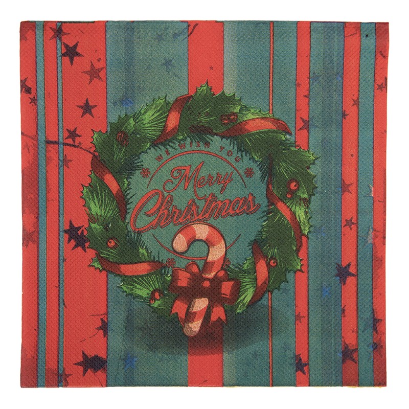 Clayre & Eef Servetten Papier Set van 20 33x33 cm Rood Papier