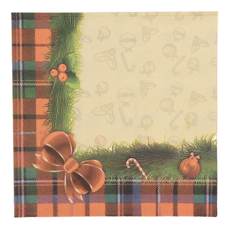 Clayre & Eef Servetten Papier Set van 20 33x33 cm Geel Papier