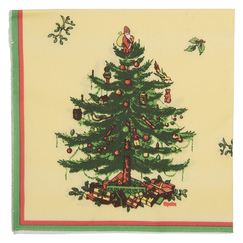 Clayre & Eef Servetten Papier Set van 20 33x33 cm Geel Papier