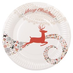 Clayre & Eef Onderbord Ø 18 cm Wit Papier