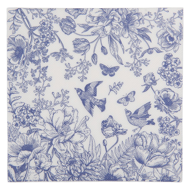 Clayre & Eef Servetten Papier Set van 20 33x33 cm Wit Papier