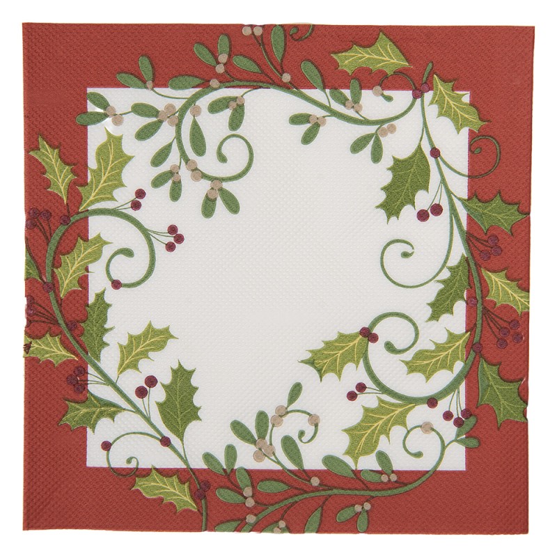 Clayre & Eef Servetten Papier Set van 20 33x33 cm Wit Papier