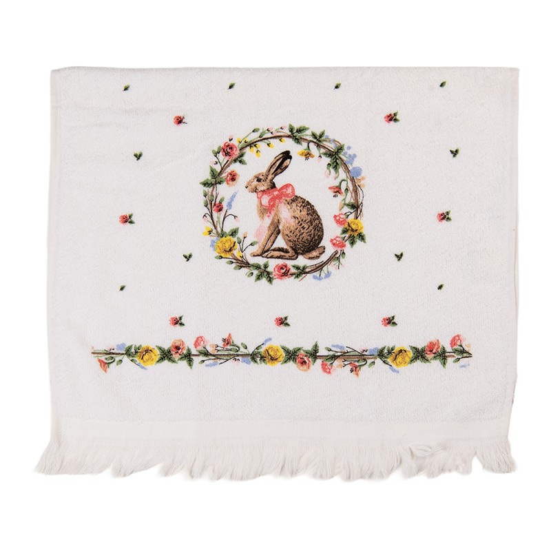 Clayre & Eef Gästehandtuch 40x66 cm Weiß Baumwolle