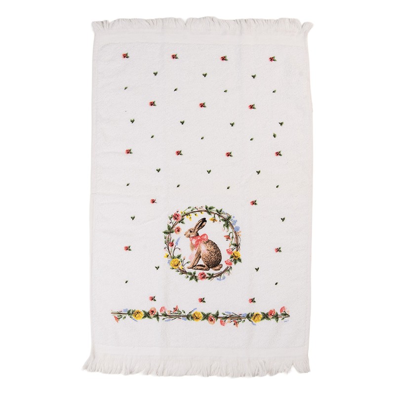 Clayre & Eef Gästehandtuch 40x66 cm Weiß Baumwolle