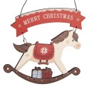 Clayre & Eef Christmas Ornament Rocking Horse 10x1x11 cm White Wood