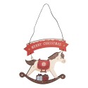 Clayre & Eef Christmas Ornament Rocking Horse 10x1x11 cm White Wood