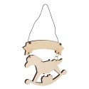 Clayre & Eef Christmas Ornament Rocking Horse 10x1x11 cm White Wood