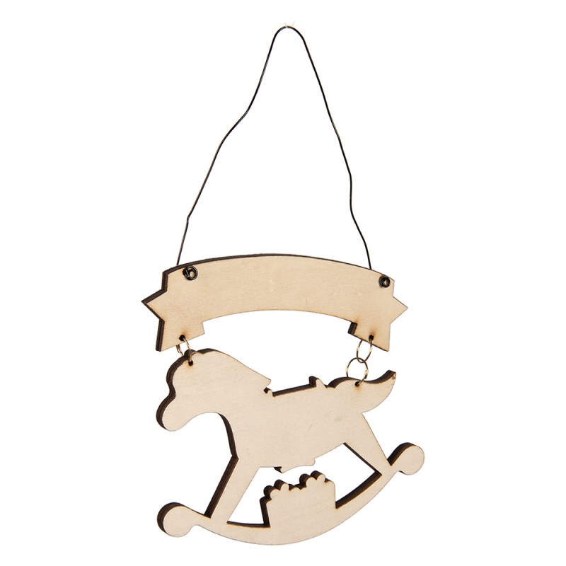 Clayre & Eef Christmas Ornament Rocking Horse 10x1x11 cm White Wood