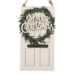 Clayre & Eef Weihnachtsanhänger 8x1x15 cm Weiß Holz