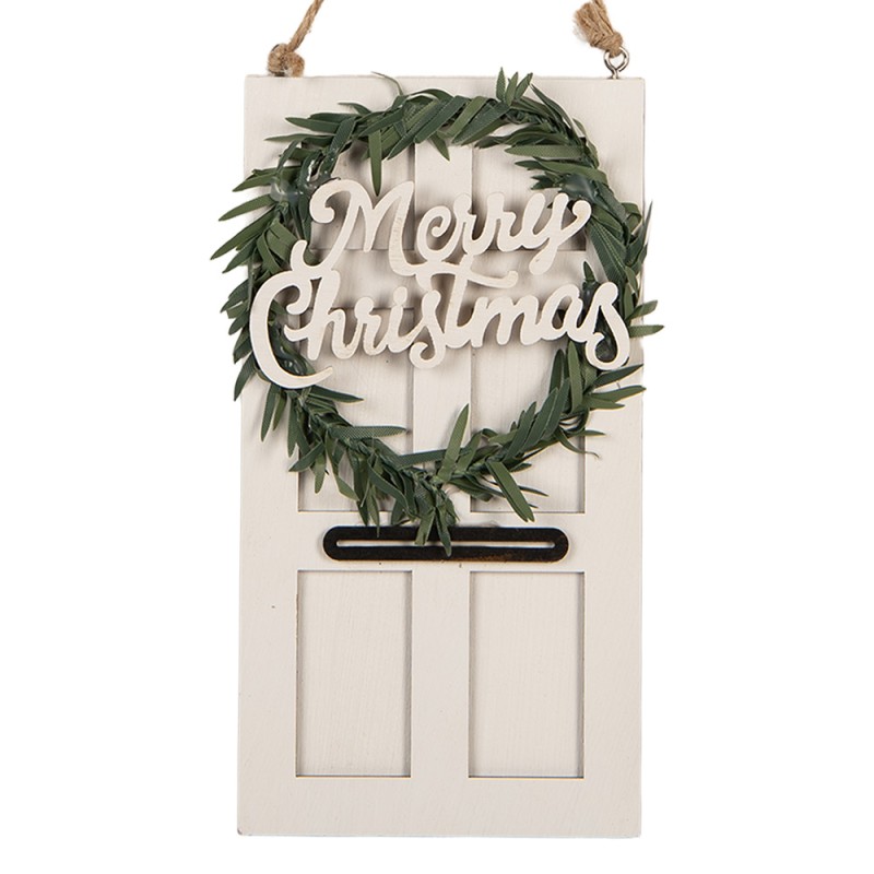 Clayre & Eef Weihnachtsanhänger 8x1x15 cm Weiß Holz