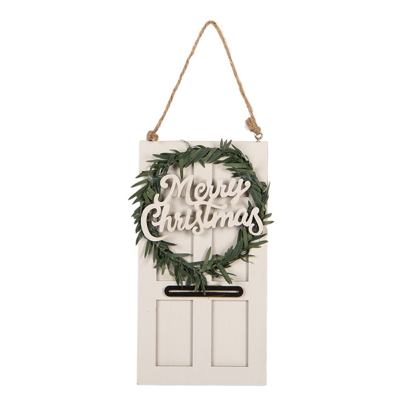 Clayre & Eef Weihnachtsanhänger 8x1x15 cm Weiß Holz