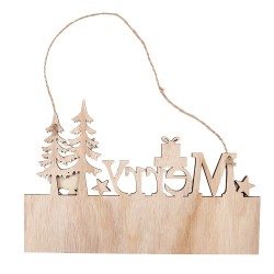 Clayre & Eef Weihnachtsanhänger 22x1x14 cm Beige Holz