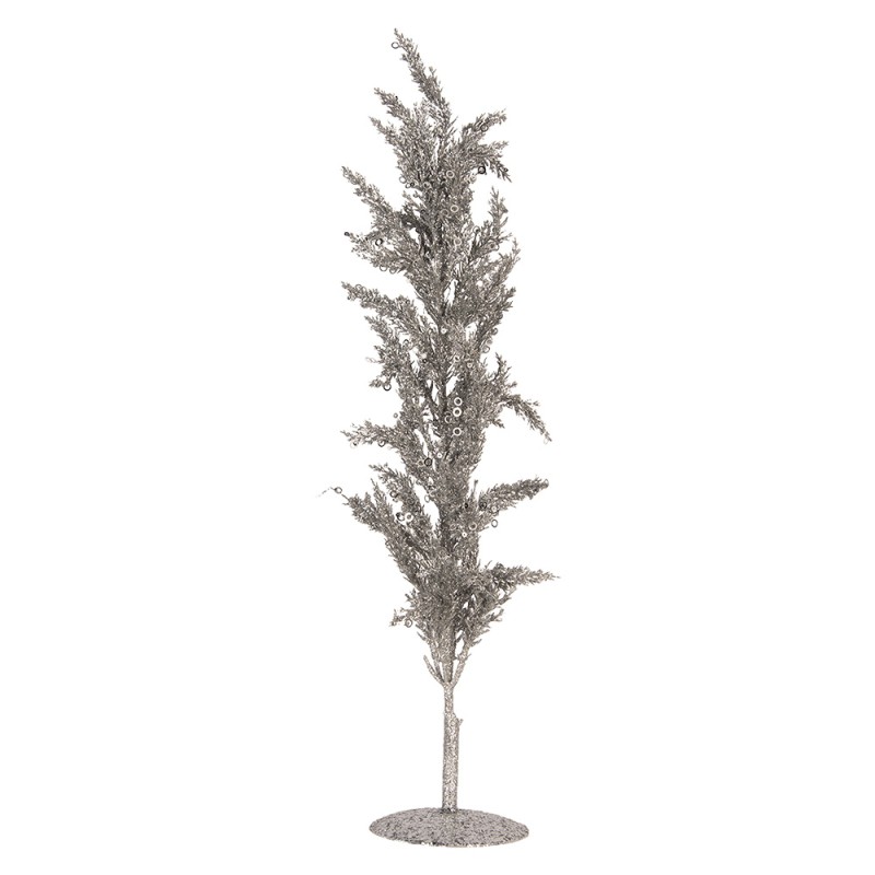 Clayre & Eef Decoration Tree 12x12x60 cm Silver colored Plastic