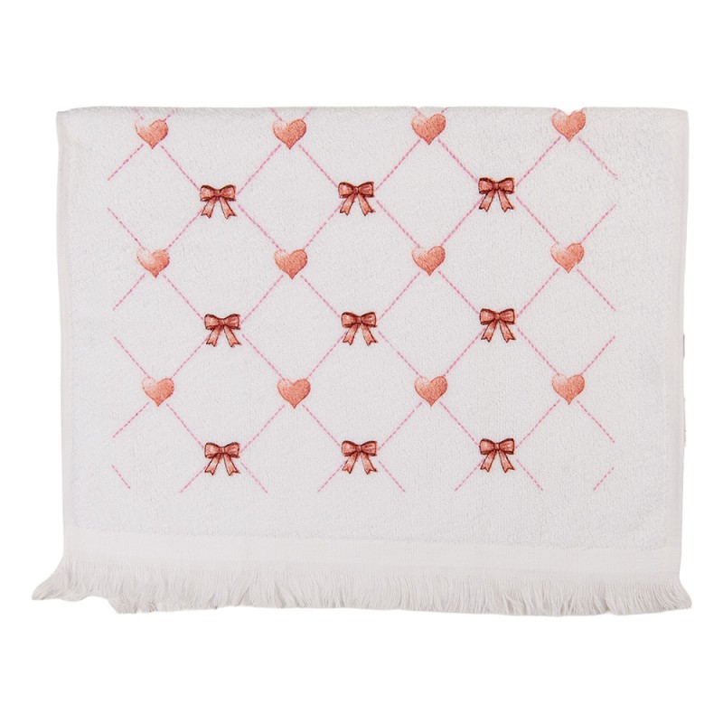 Clayre & Eef Asciugamano per ospiti 40x66 cm Bianco Cotone