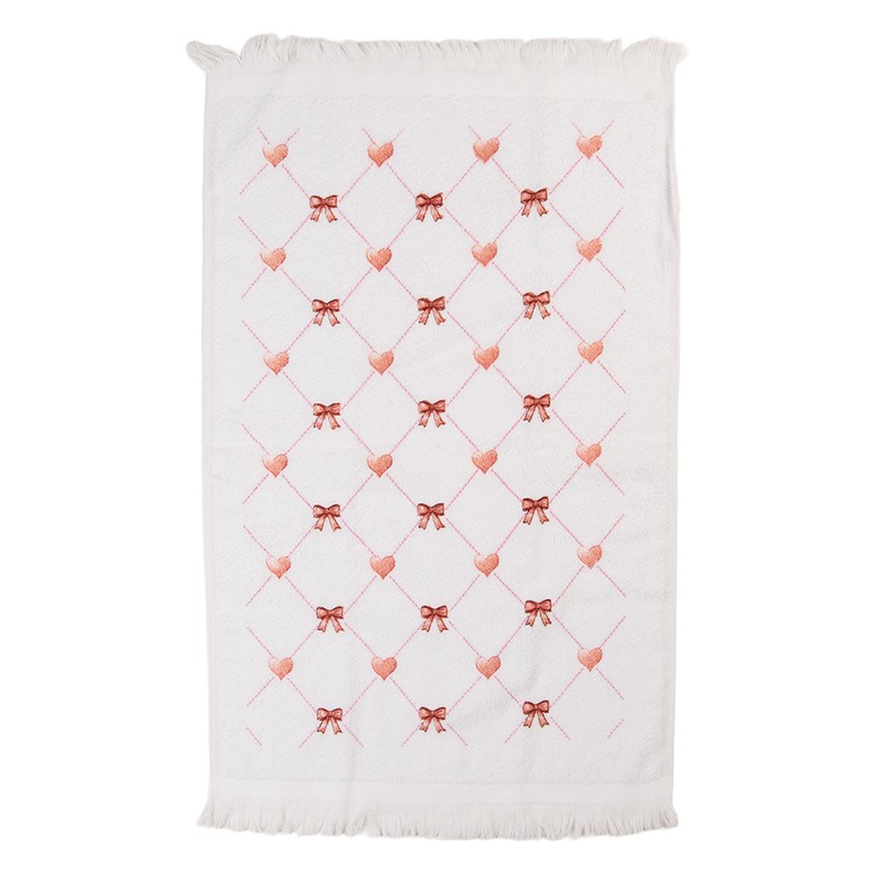 Clayre & Eef Asciugamano per ospiti 40x66 cm Bianco Cotone