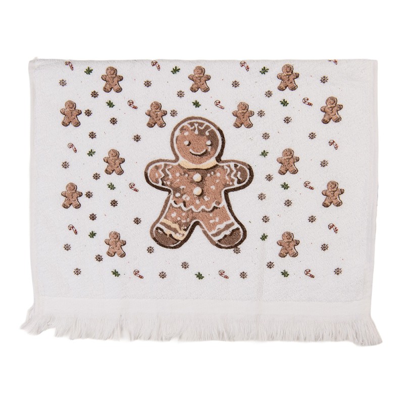 Clayre & Eef Asciugamano per ospiti 40x66 cm Bianco Cotone