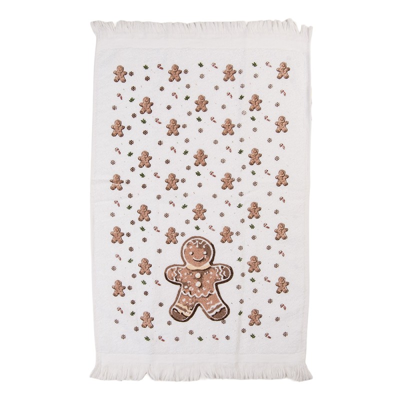 Clayre & Eef Asciugamano per ospiti 40x66 cm Bianco Cotone