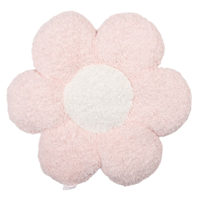 Clayre & Eef Decorative Cushion Flower Ø 50x5 cm Pink Polyester