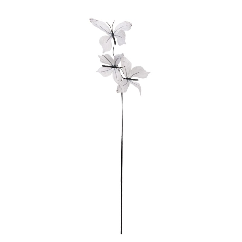 Clayre & Eef Decorative Branch Butterfly 10x10x65 cm White Textile