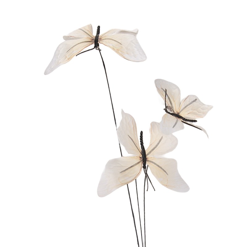 Clayre & Eef Dekoration Ast Schmetterling 10x10x65 cm Gelb Textil