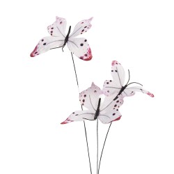 Clayre & Eef Decoratie Tak Vlinder 10x10x65 cm Wit Textiel