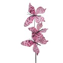 Clayre & Eef Decorative Branch Butterfly 10x10x65 cm Red Textile