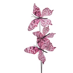 Clayre & Eef Decorative Branch Butterfly 10x10x65 cm Red Textile