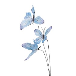 Clayre & Eef Decoratie Tak Vlinder 10x10x65 cm Blauw Textiel