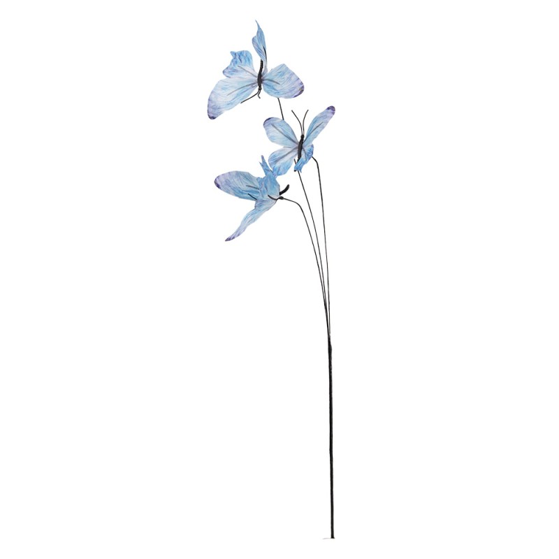 Clayre & Eef Decoratie Tak Vlinder 10x10x65 cm Blauw Textiel