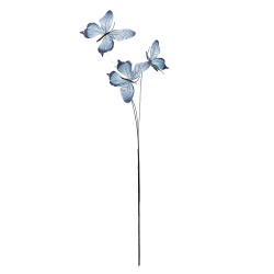 Clayre & Eef Decorative Branch Butterfly 10x10x65 cm Blue Textile