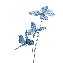 Clayre & Eef Decoratie Tak Vlinder 10x10x65 cm Blauw Textiel