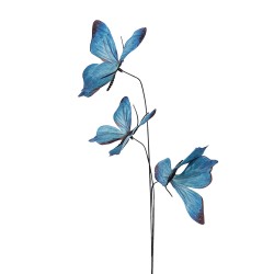 Clayre & Eef Decorative Branch Butterfly 10x10x65 cm Blue Textile