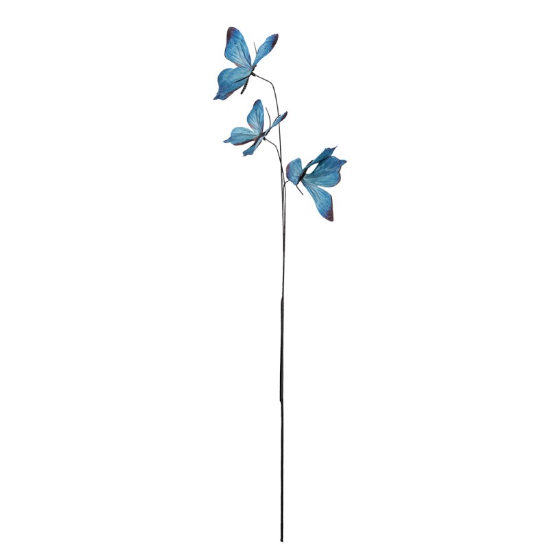 Clayre & Eef Decorative Branch Butterfly 10x10x65 cm Blue Textile