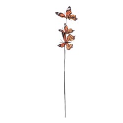 Clayre & Eef Decorative Branch Butterfly 10x10x65 cm Orange Textile