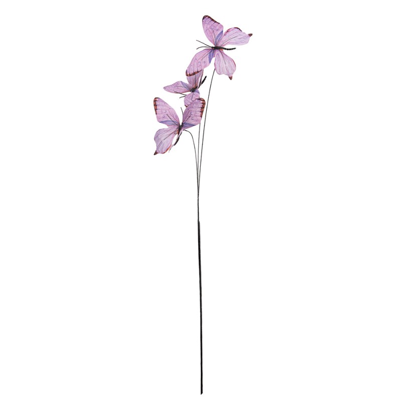 Clayre & Eef Ramo di decorazione Farfalla 10x10x65 cm Viola Tessuto