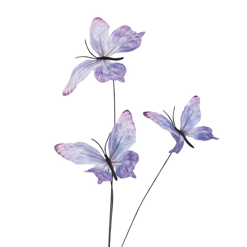 Clayre & Eef Dekoration Ast Schmetterling 10x10x65 cm Violett Textil