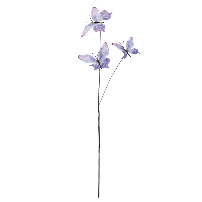 Clayre & Eef Dekoration Ast Schmetterling 10x10x65 cm Violett Textil