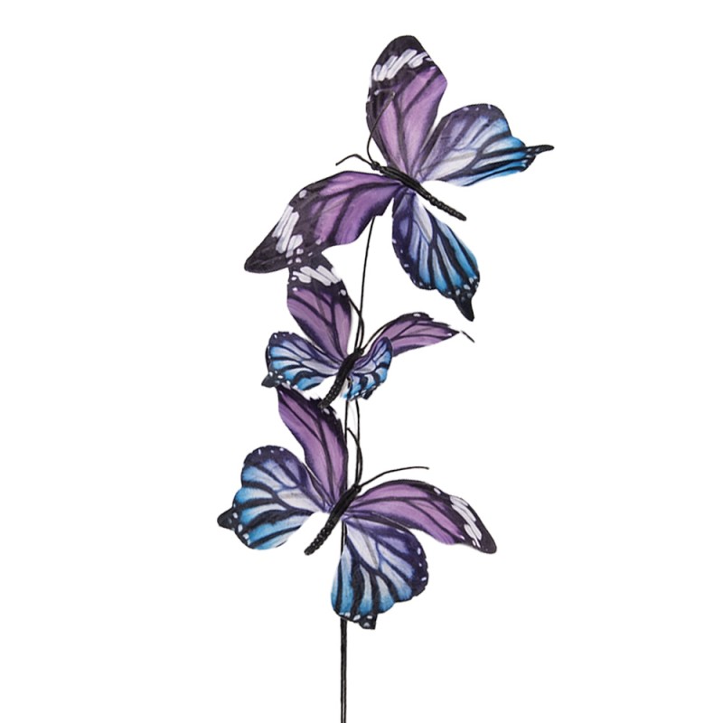 Clayre & Eef Dekoration Ast Schmetterling 10x10x65 cm Violett Textil
