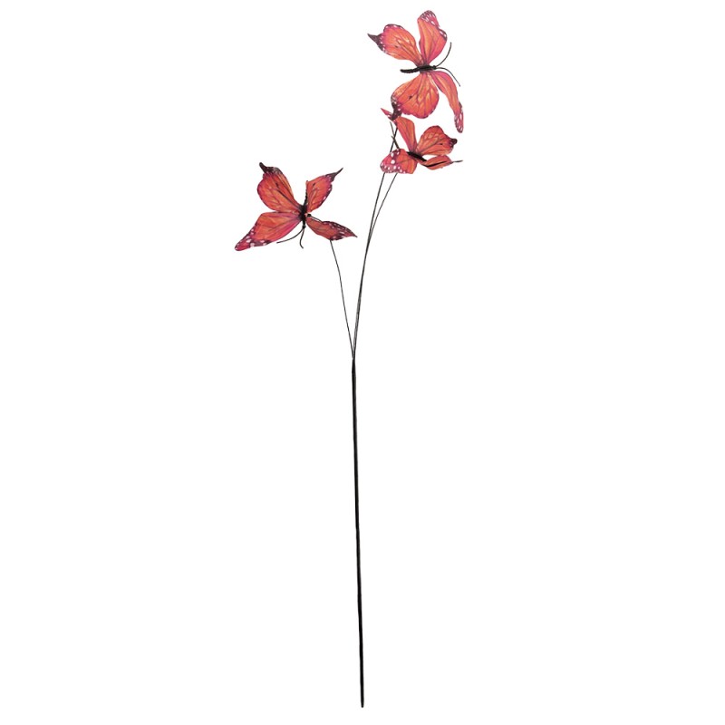 Clayre & Eef Dekoration Ast Schmetterling 10x10x65 cm Orange Textil